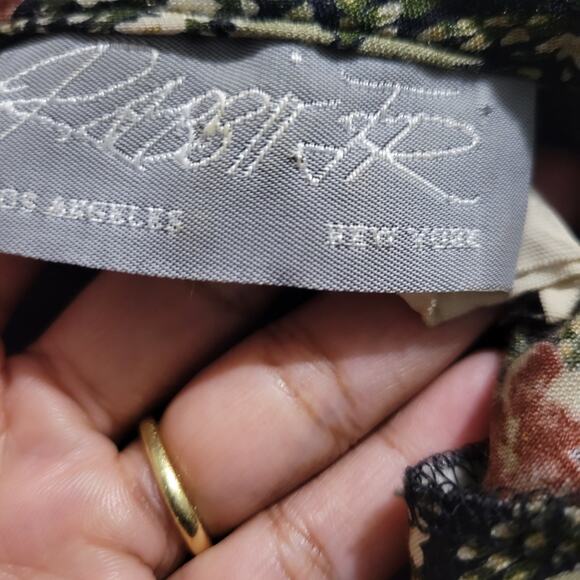 Vintage Rabbit Floral Jumpsuit Black Rayon Wide Leg Ditsy Microprint Calico XS - Picture 7 of 12